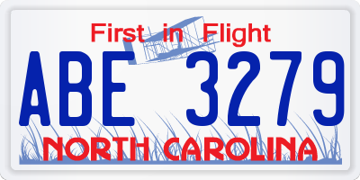 NC license plate ABE3279