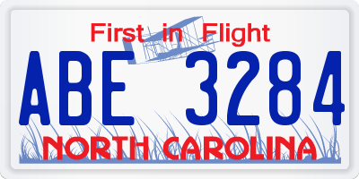 NC license plate ABE3284