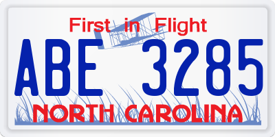 NC license plate ABE3285