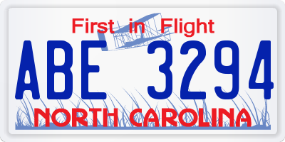 NC license plate ABE3294