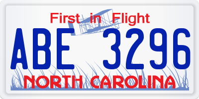 NC license plate ABE3296