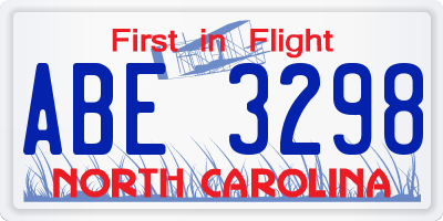 NC license plate ABE3298