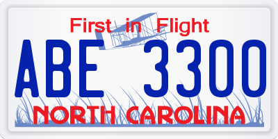 NC license plate ABE3300