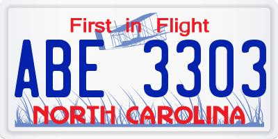 NC license plate ABE3303