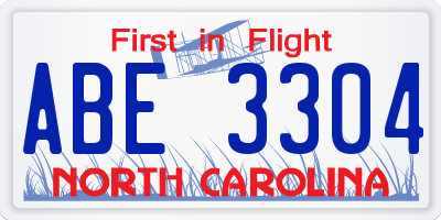 NC license plate ABE3304