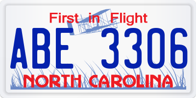NC license plate ABE3306