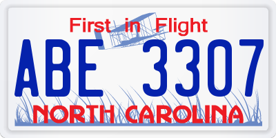 NC license plate ABE3307