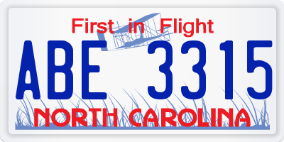 NC license plate ABE3315