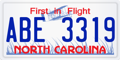 NC license plate ABE3319