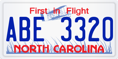 NC license plate ABE3320
