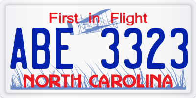 NC license plate ABE3323