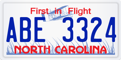 NC license plate ABE3324