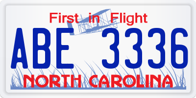 NC license plate ABE3336