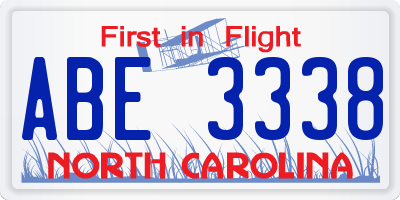 NC license plate ABE3338