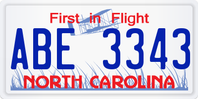 NC license plate ABE3343