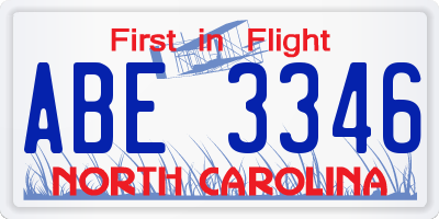 NC license plate ABE3346