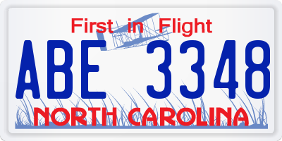 NC license plate ABE3348