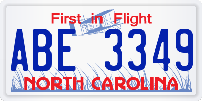 NC license plate ABE3349