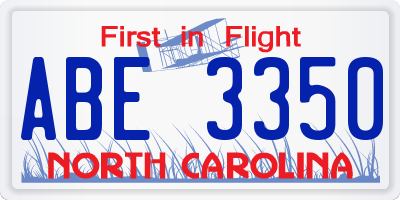 NC license plate ABE3350