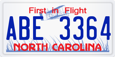 NC license plate ABE3364