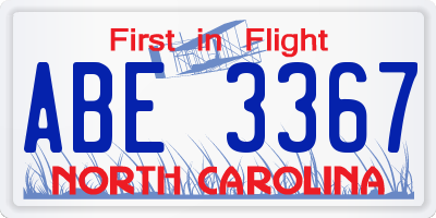 NC license plate ABE3367