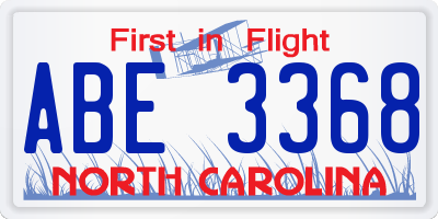 NC license plate ABE3368