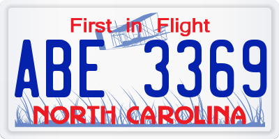 NC license plate ABE3369