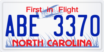 NC license plate ABE3370
