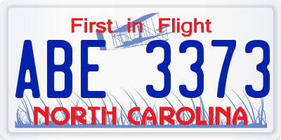 NC license plate ABE3373