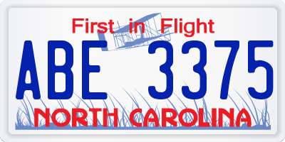NC license plate ABE3375