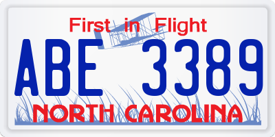 NC license plate ABE3389