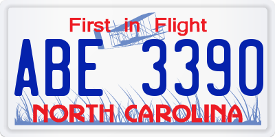 NC license plate ABE3390