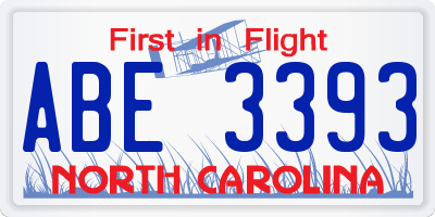 NC license plate ABE3393
