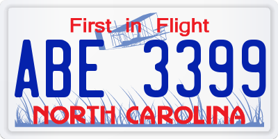 NC license plate ABE3399