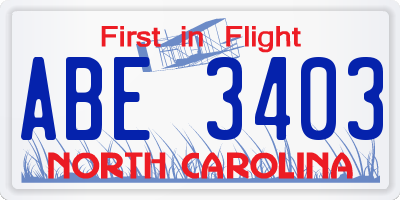 NC license plate ABE3403
