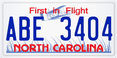 NC license plate ABE3404