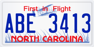 NC license plate ABE3413