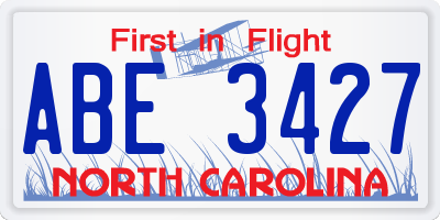 NC license plate ABE3427
