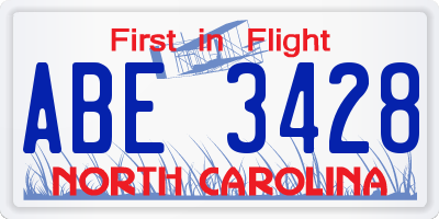 NC license plate ABE3428