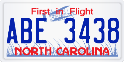 NC license plate ABE3438
