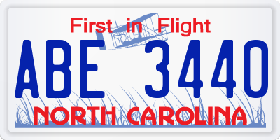 NC license plate ABE3440