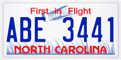 NC license plate ABE3441