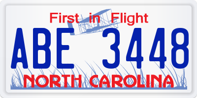 NC license plate ABE3448