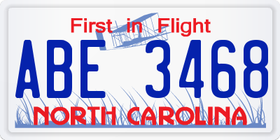 NC license plate ABE3468
