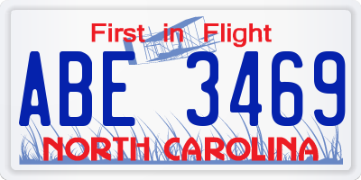 NC license plate ABE3469