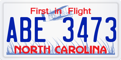 NC license plate ABE3473