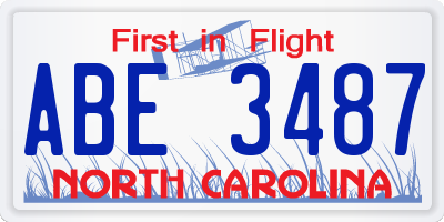 NC license plate ABE3487