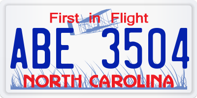 NC license plate ABE3504