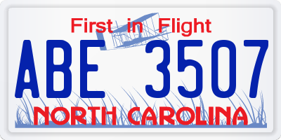 NC license plate ABE3507