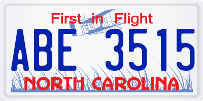 NC license plate ABE3515